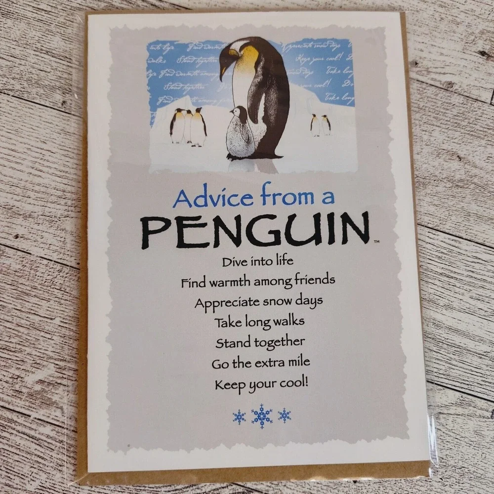 Advice For Life Penguin Greeting Card‎ Inspirational Message - Blank Inside